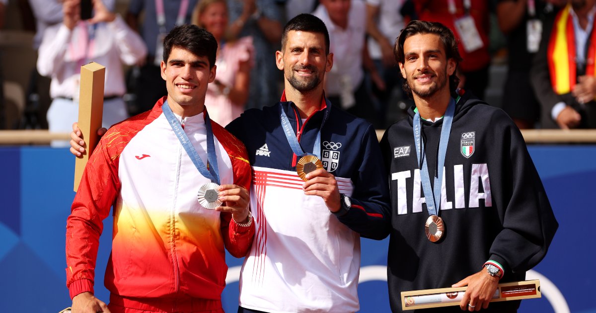 Carlos Alcaraz, Novak Djokovic e Lorenzo Musetti